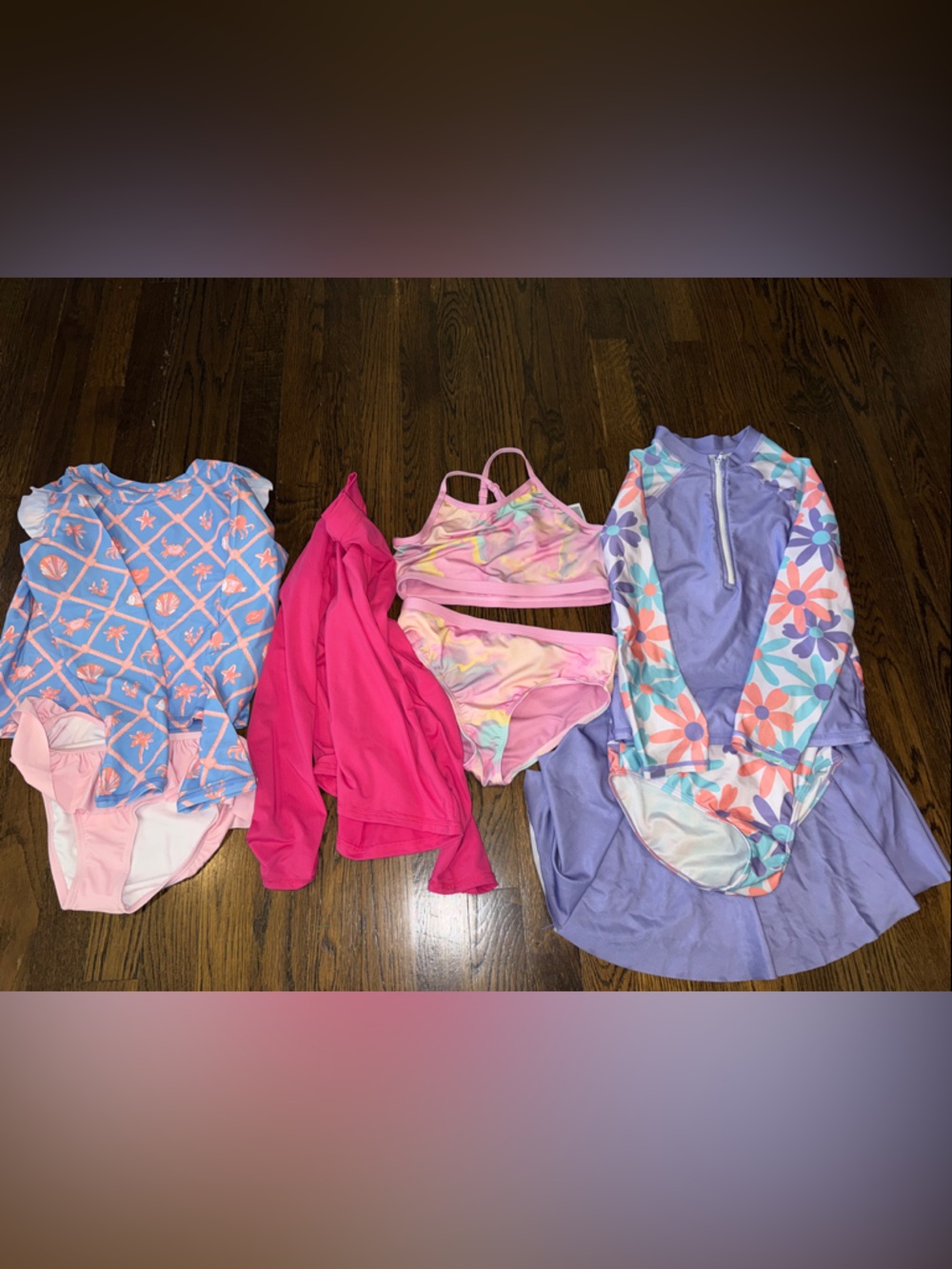 Girls' Swimwear w/ Rash Guards- NWOT RuffleButts & Lands End Swimsuits